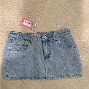 Edikted Light Blue Denim Mini Skirt